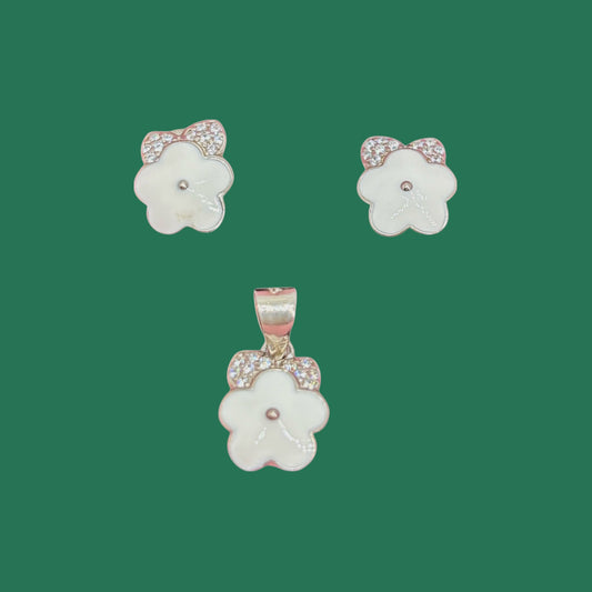 Floral enamel Pendant Set