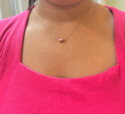 Rose Gold cylindrical pendant Silver Set