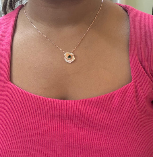 Rose Gold Minimal Silver Pendant Set