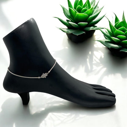 Modern Hamsa sterling silver Anklets