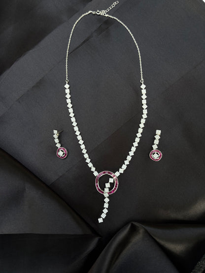Mesmerising Ruby Silver Necklace Set