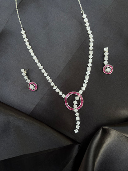 Mesmerising Ruby Silver Necklace Set