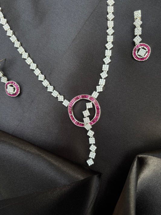 Mesmerising Ruby Silver Necklace Set