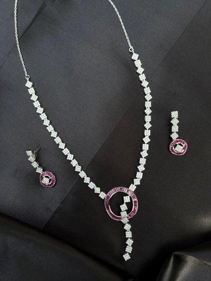 Mesmerising Ruby Silver Necklace Set
