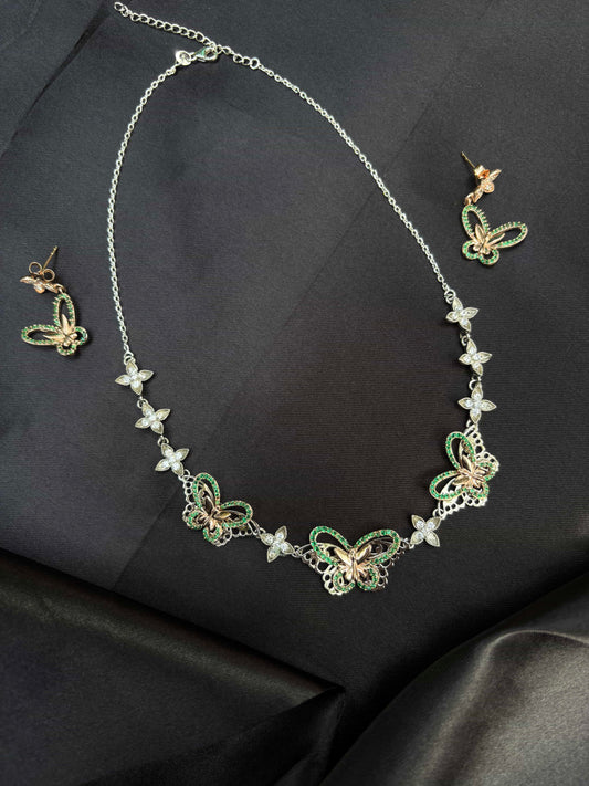 Butterfly Delight - Rose Gold Necklace set