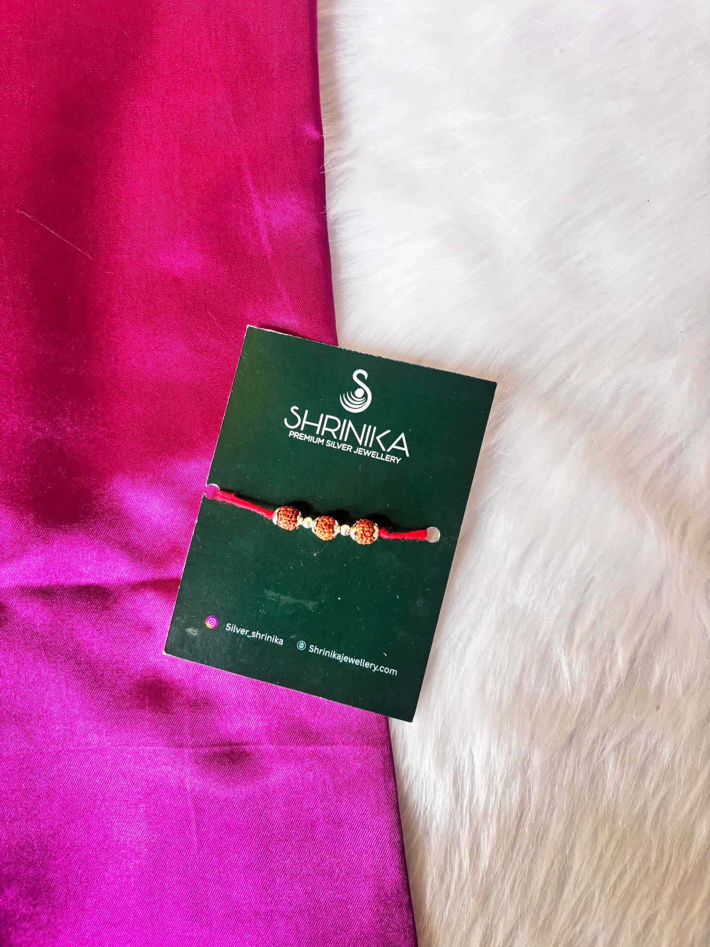 3 Rudraksh silver Rakhi