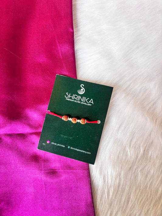 3 Rudraksh silver Rakhi