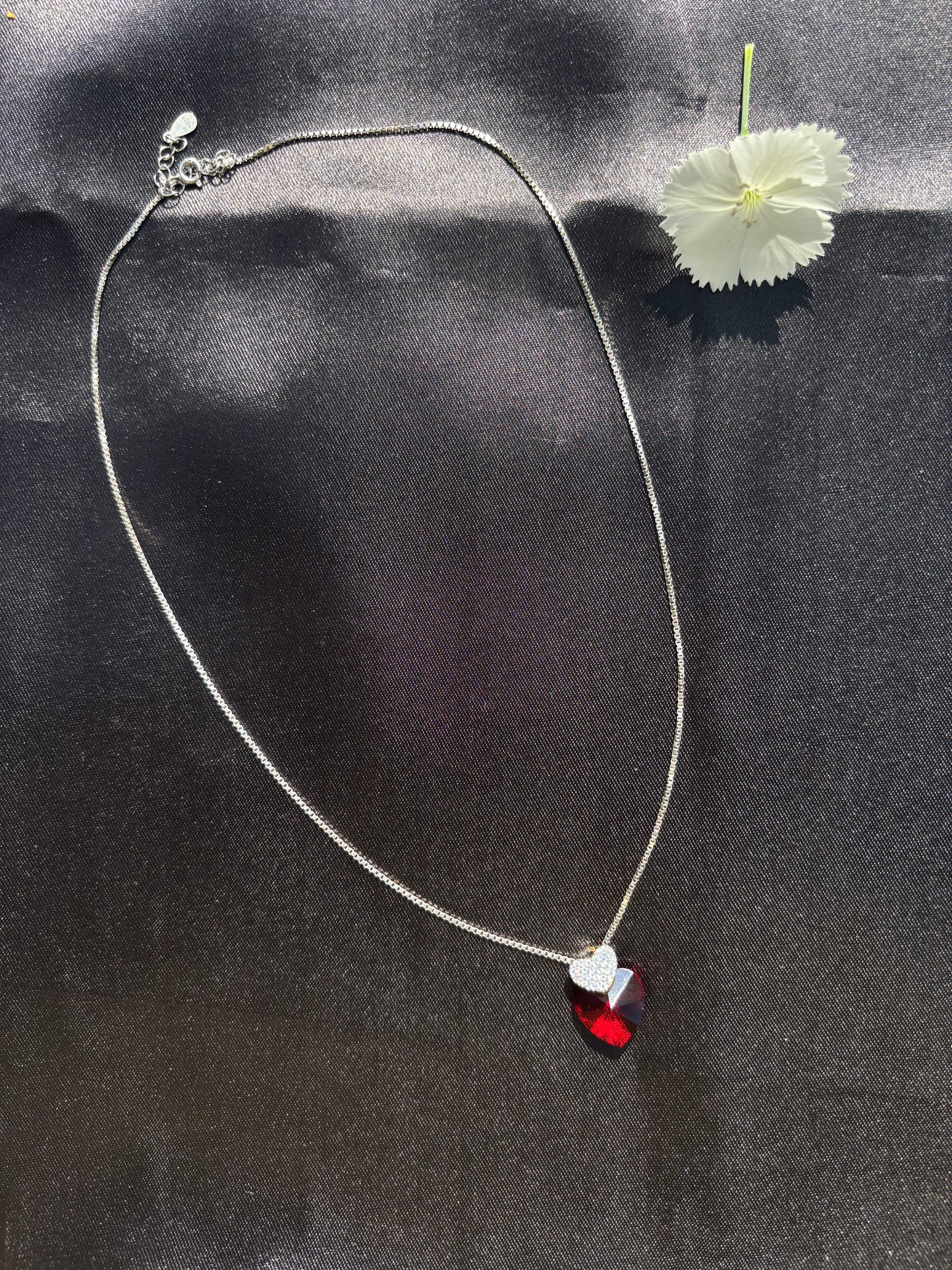 Mystical heart with ruby stone chain locket