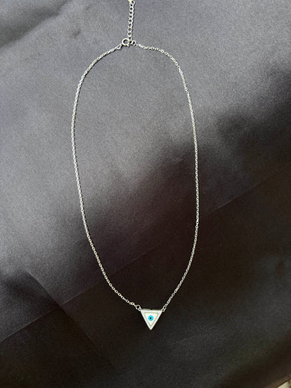 Evil Eye Trigon silver pendant chain