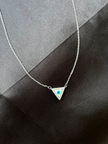 Evil Eye Trigon silver pendant chain