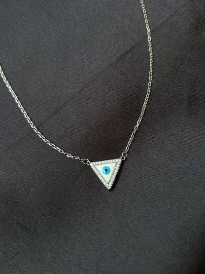 Evil Eye Trigon silver pendant chain