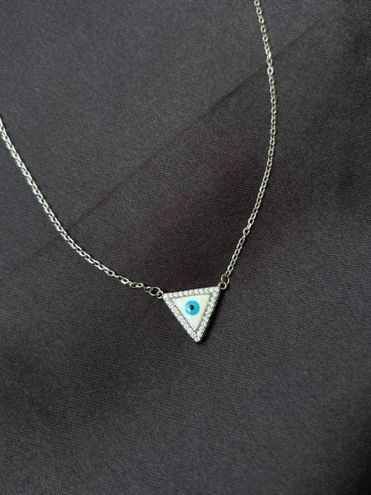 Evil Eye Trigon silver pendant chain