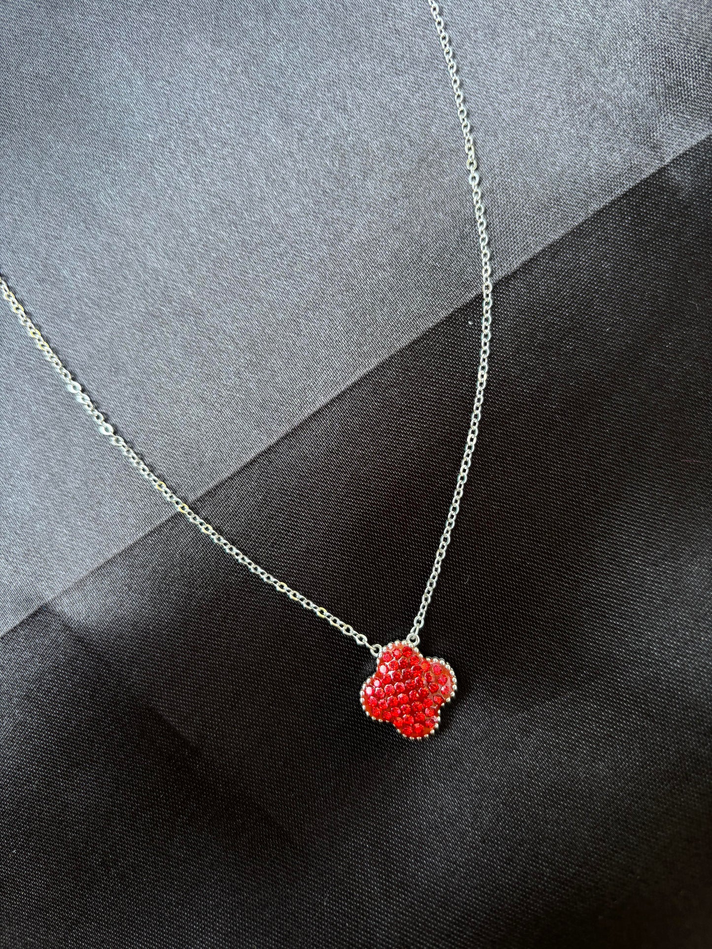 Ruby floral pendant with box chain