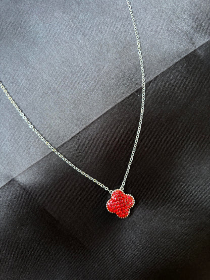 Ruby floral pendant with box chain