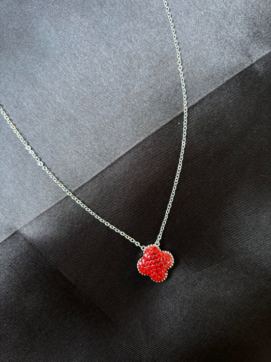 Ruby floral pendant with box chain