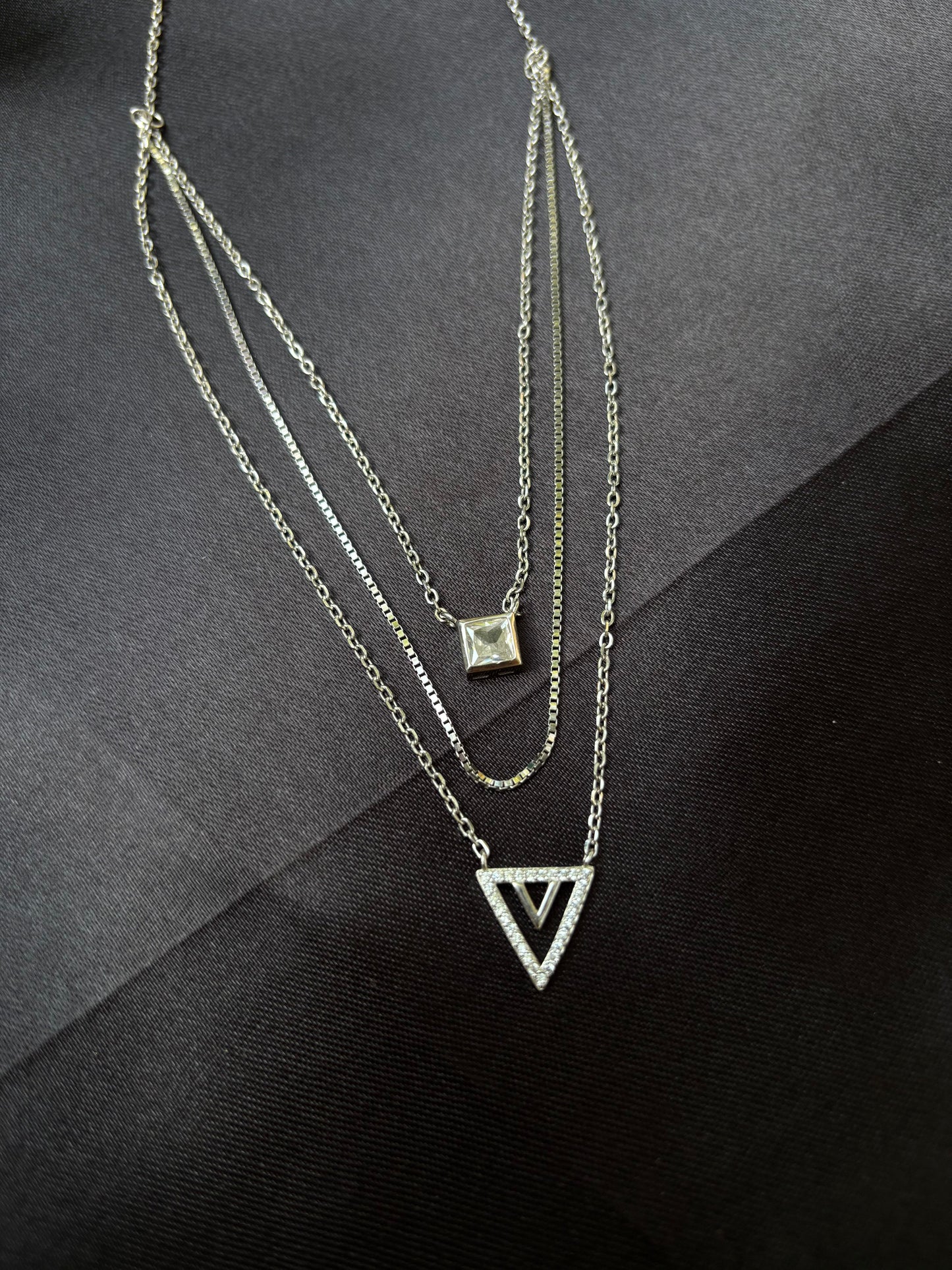 Victory triple layer 925 silver necklace