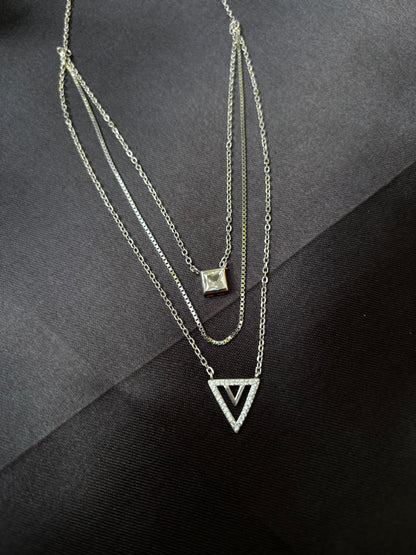 Victory triple layer 925 silver necklace