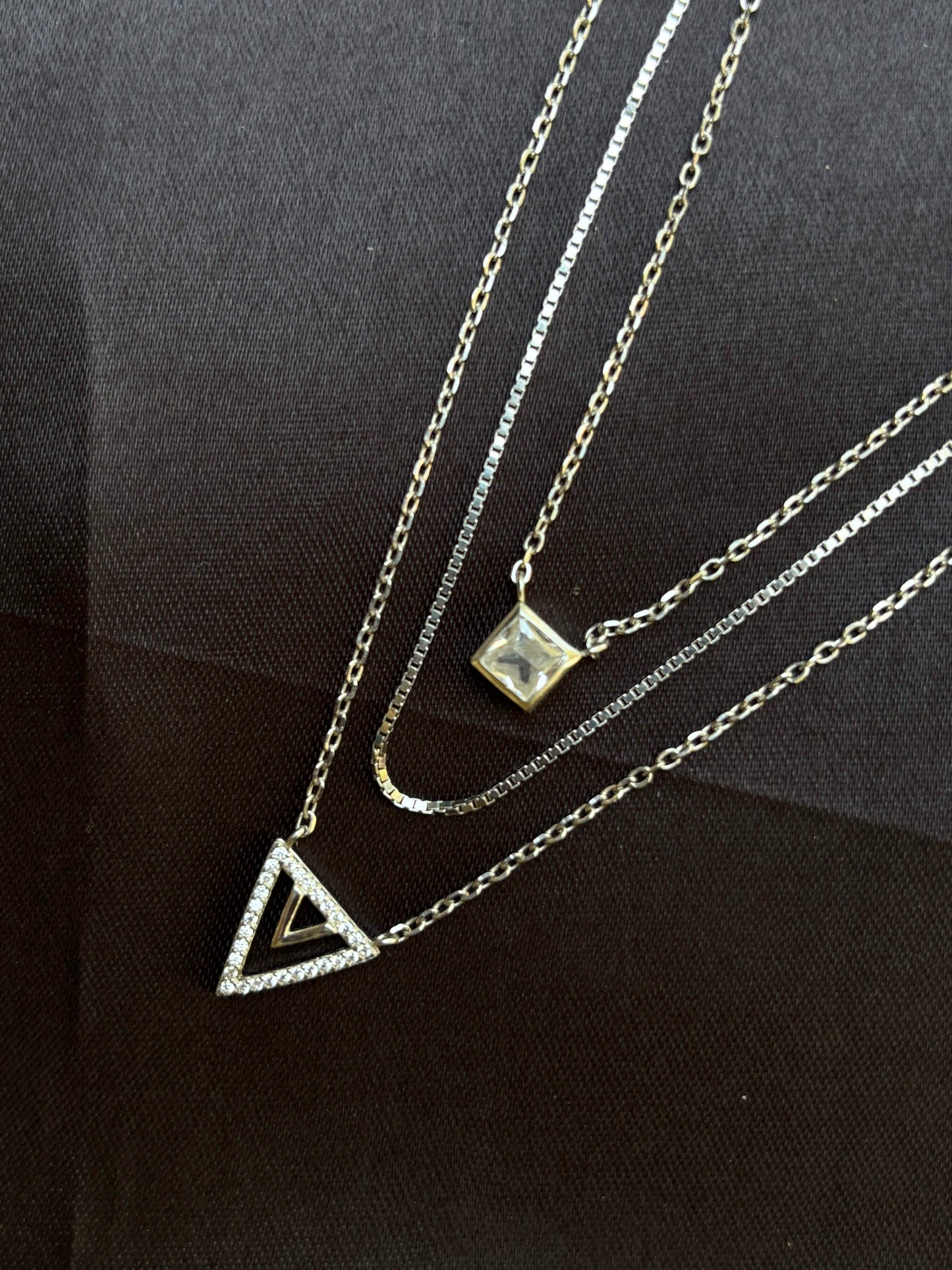 Victory triple layer 925 silver necklace
