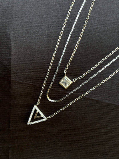 Victory triple layer 925 silver necklace