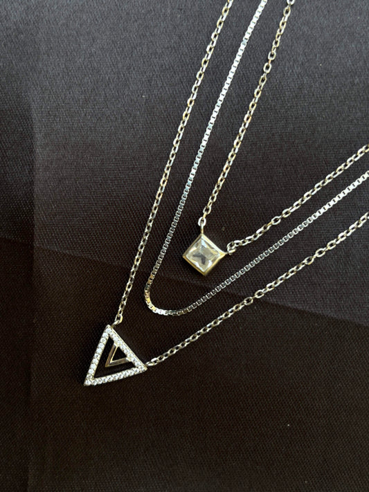 Victory triple layer 925 silver necklace
