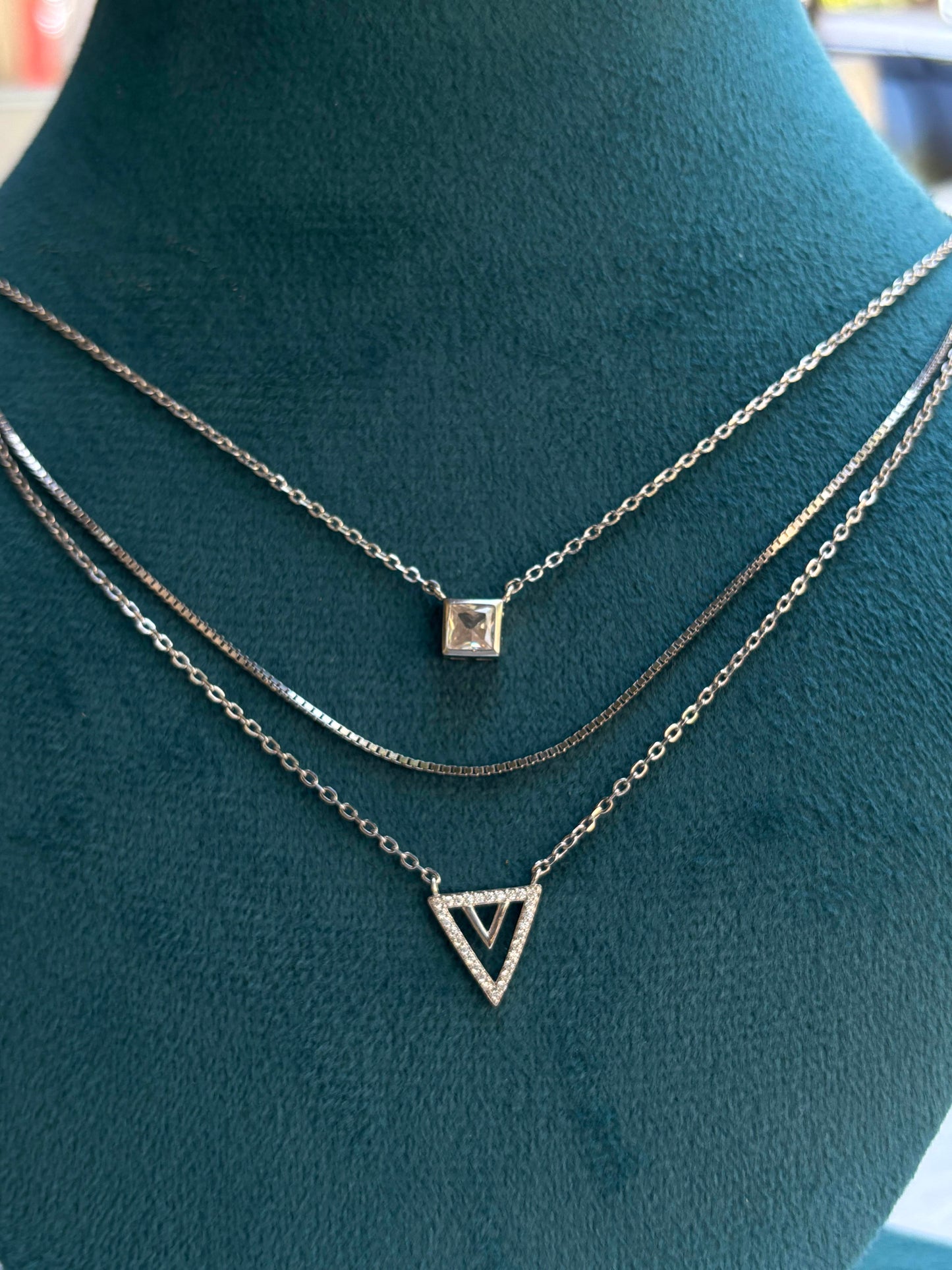 Victory triple layer 925 silver necklace