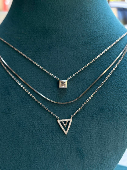 Victory triple layer 925 silver necklace