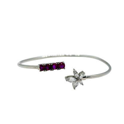 Adjustable Star Bangle with red stone