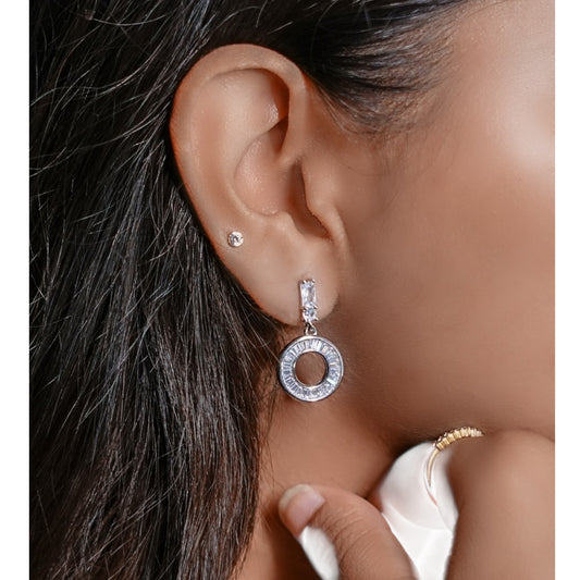 Majestic Baguette Dangler 925 Silver Earring