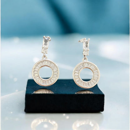 Majestic Baguette Dangler 925 Silver Earring