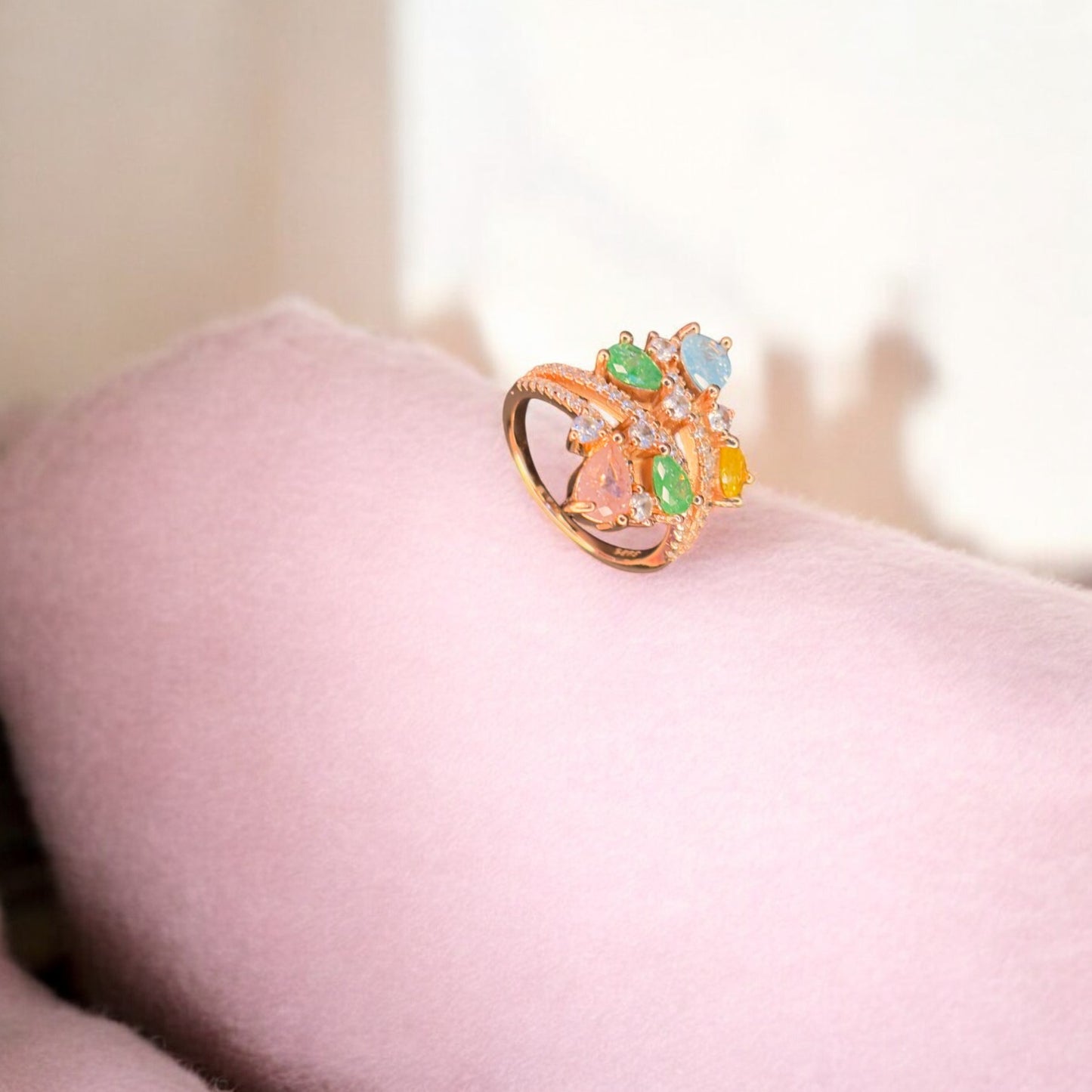 Majestic Rose gold plated 925 silver cocktail Ring
