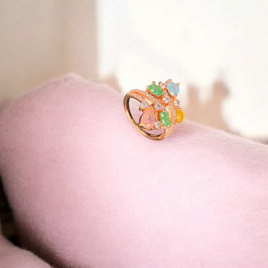 Majestic Rose gold plated 925 silver cocktail Ring