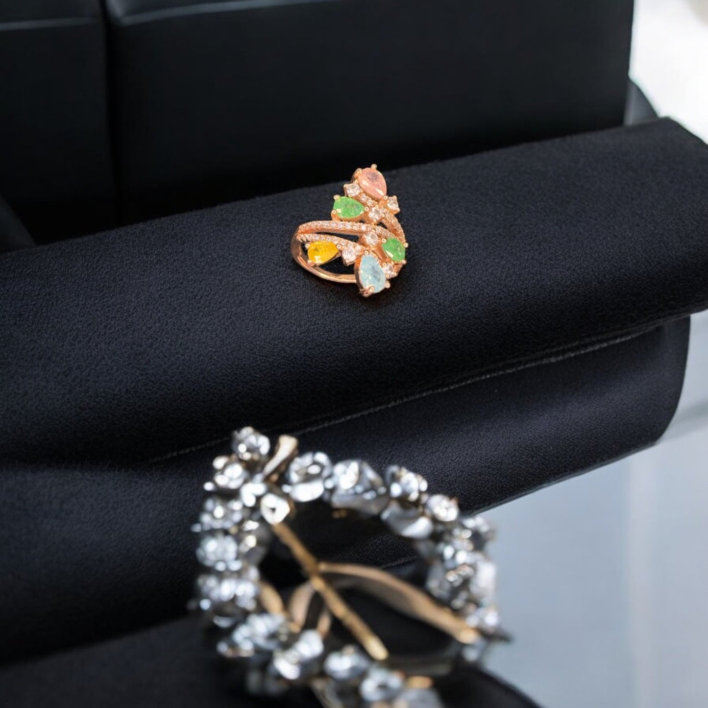 Majestic Rose gold plated 925 silver cocktail Ring