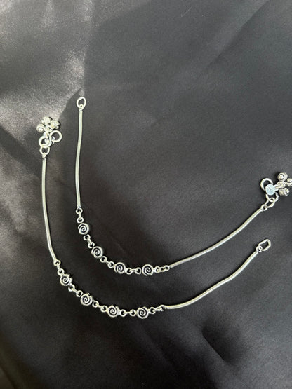 Multi Bead 925 Silver Anklet