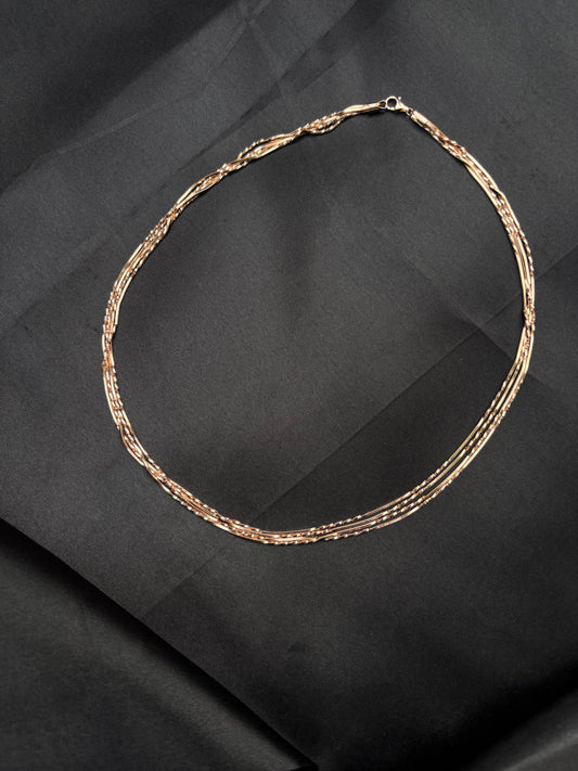 Multi string Rose Gold plated Silver Chain