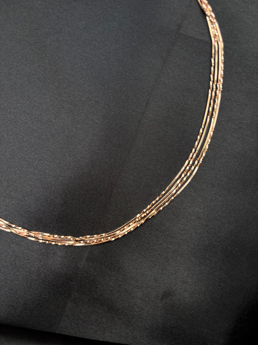Multi string Rose Gold plated Silver Chain