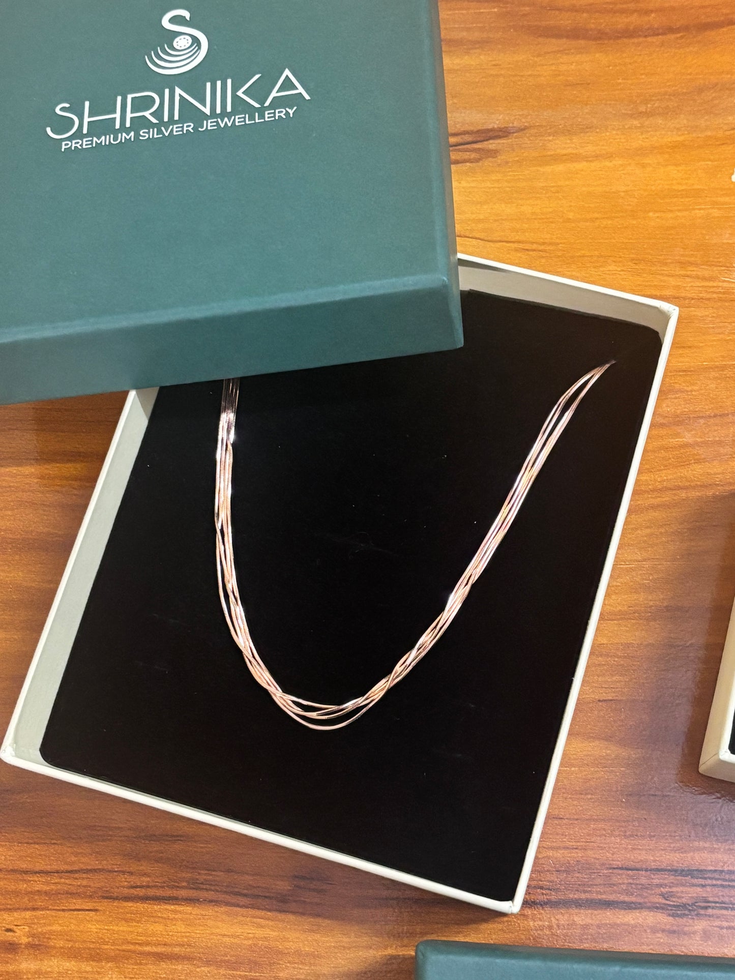 Multi string Rose Gold plated Silver Chain
