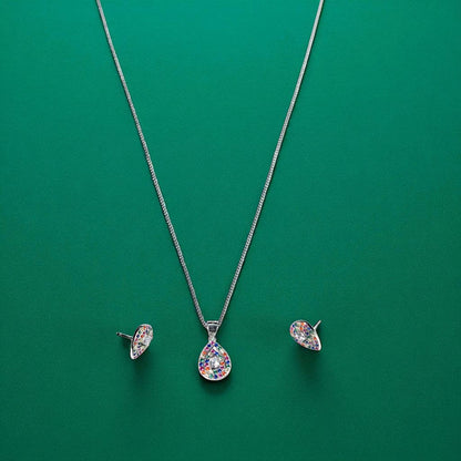 Multi tone tear drop pendant set