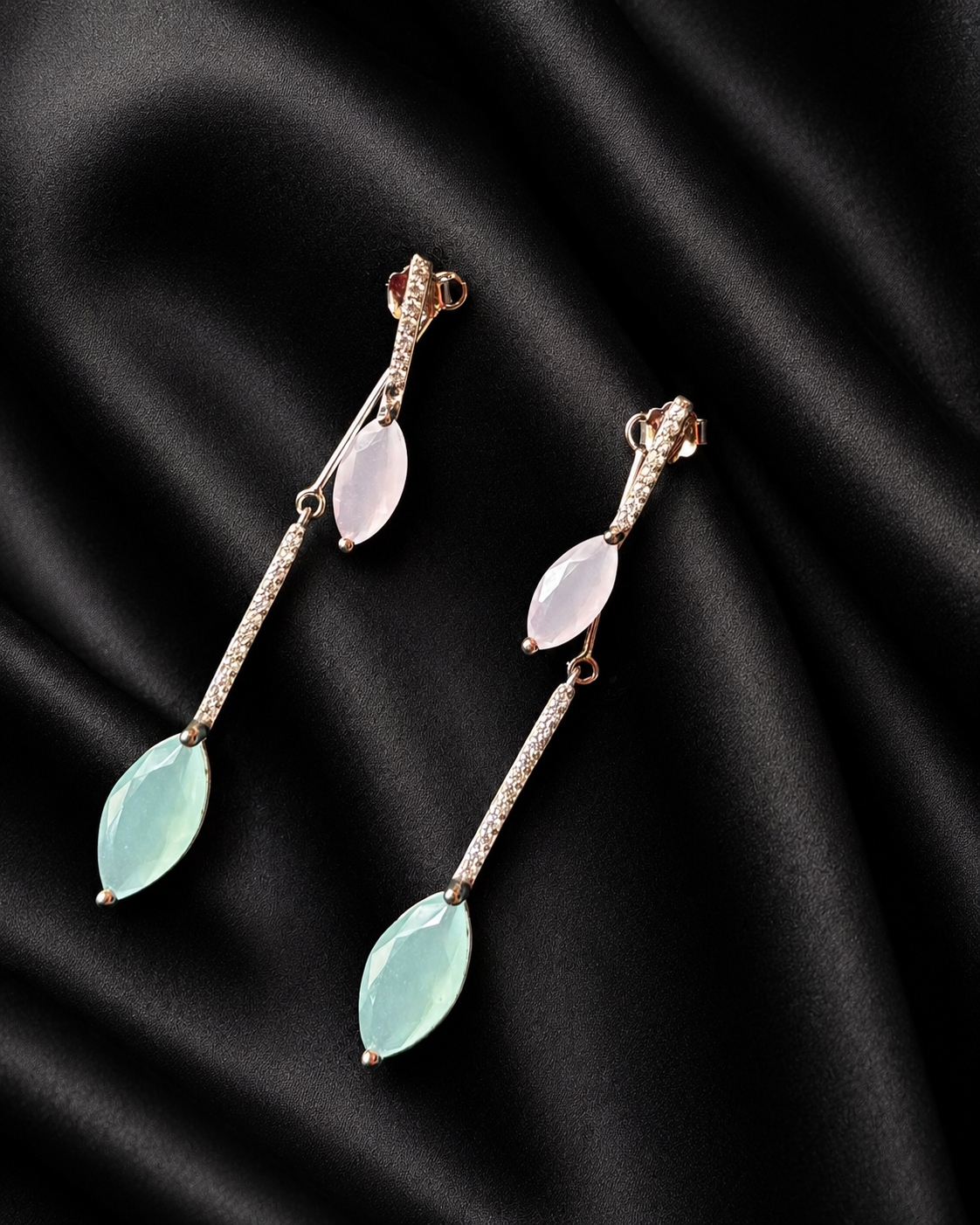 Multicolour drop Silver Earring