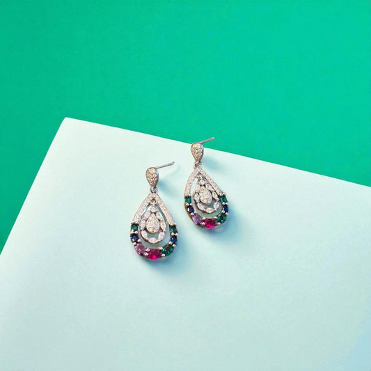 Multicolour leaf Drop sterling silver Earring