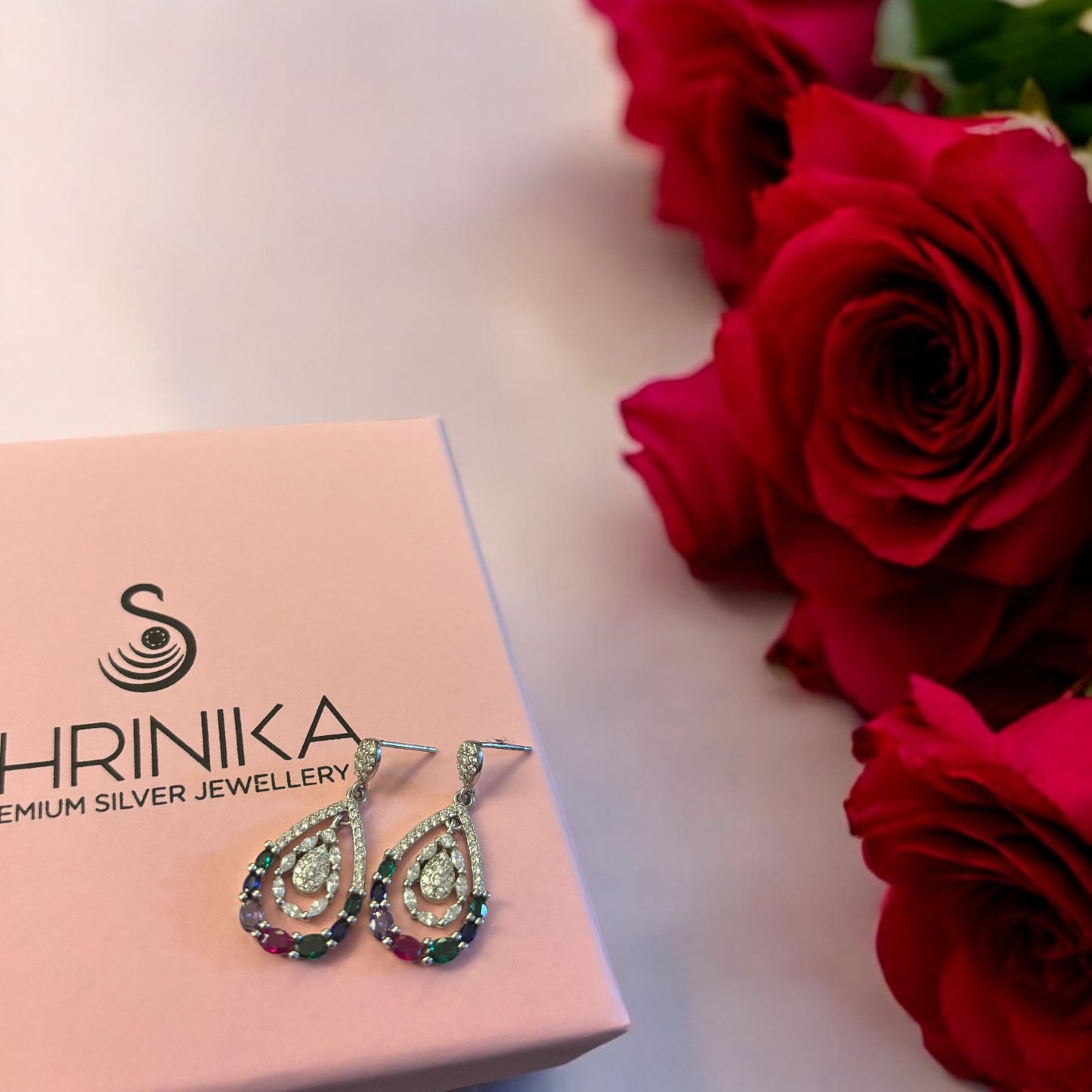 Multicolour leaf Drop sterling silver Earring