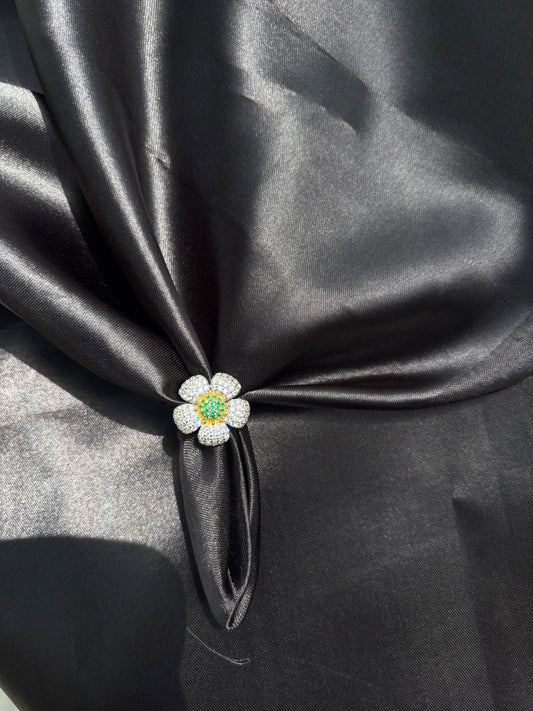 Multitone Petals CZ Cocktail Adjustable Ring