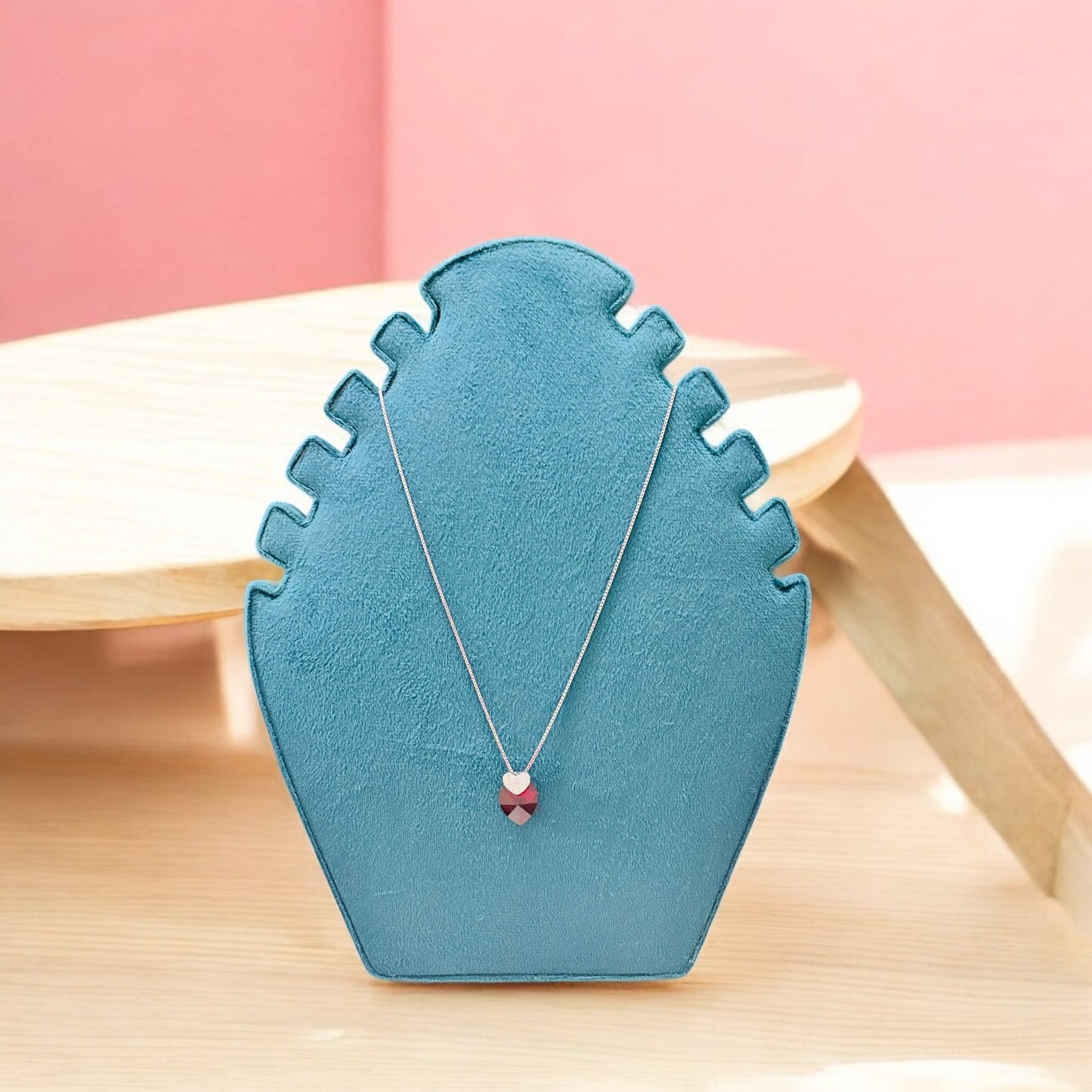 Mystical heart with ruby stone chain locket