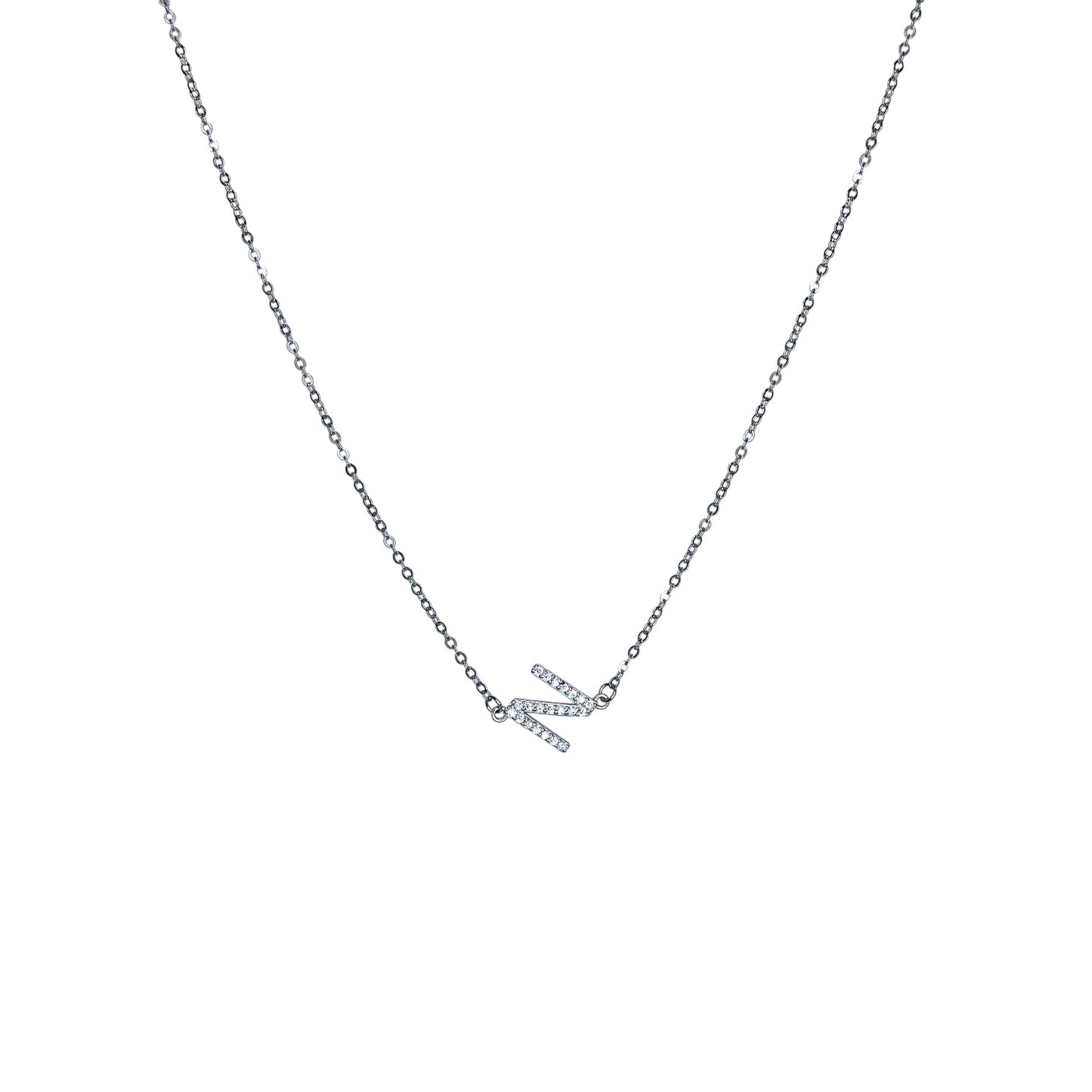 'N' Initial silver Pendant Chain