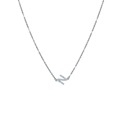 'N' Initial silver Pendant Chain