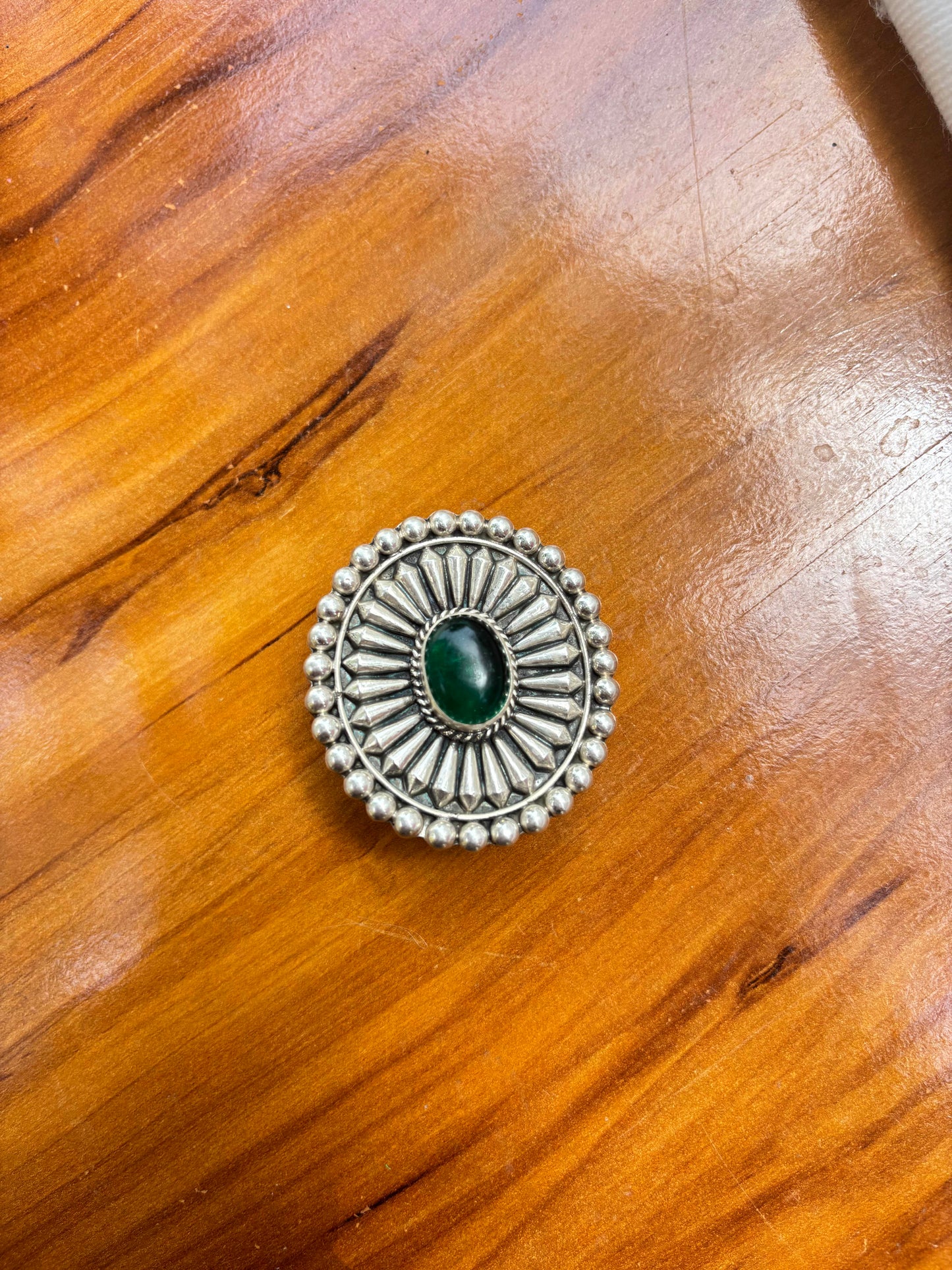 Oxidised Emerald Adjustable 925 cocktail RIng