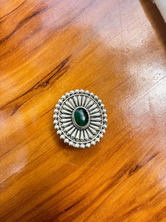 Oxidised Emerald Adjustable 925 cocktail RIng