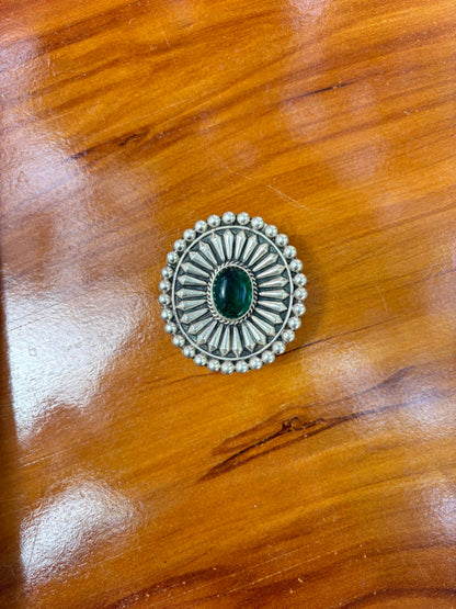 Oxidised Emerald Adjustable 925 cocktail RIng