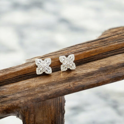 Petal Prism – Floral Baguette 925 silver Studs