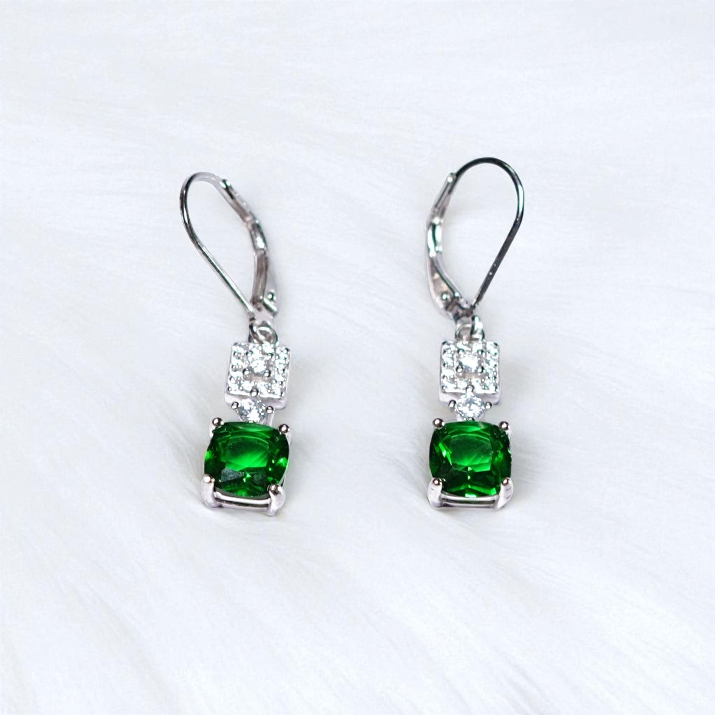 Precious Stone Square cut 925 silver earring