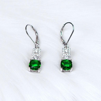 Precious Stone Square cut 925 silver earring